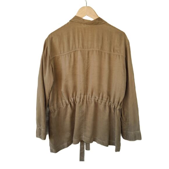 NATION LTD Coda Belted Safari Shirt Size Small Top Bark Brown Fall Relaxed - Picture 9 of 11